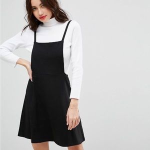 ASOS mini pinafore black strap dress